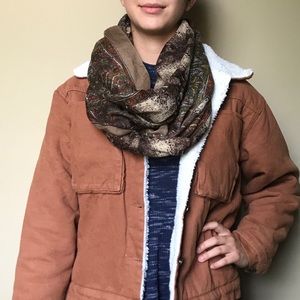 Rich Brown Printed Infinity Scarf 泥